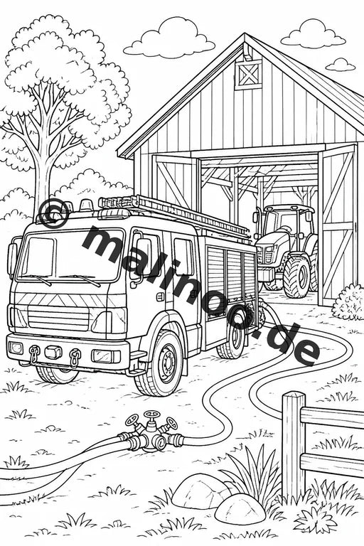 Feuerwehr Malbuch 20 Ausmalbilder PDF Download digital – Vorschaubild 3