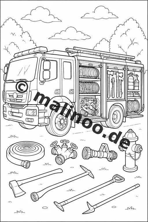 Feuerwehr Malbuch 20 Ausmalbilder PDF Download digital – Vorschaubild 4