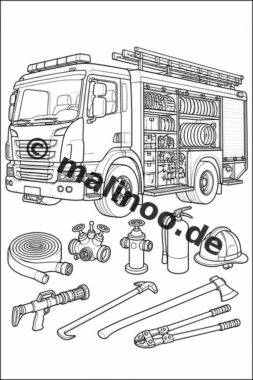 Feuerwehr Malbuch 20 Ausmalbilder PDF Download digital – Vorschaubild 4