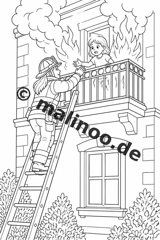 Feuerwehr Malbuch 20 Ausmalbilder PDF Download digital – Vorschaubild 5