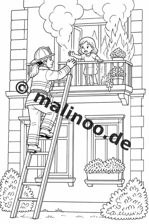 Feuerwehr Malbuch 20 Ausmalbilder PDF Download digital – Vorschaubild 5