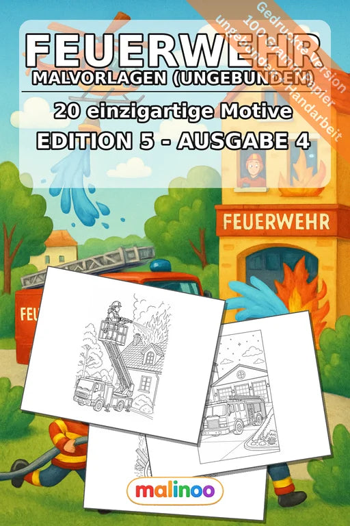 Feuerwehr Malbuch 20 Ausmalbilder gedruckt, ungebunden – Cover