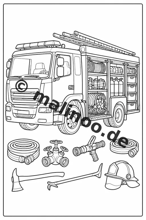 Feuerwehr Malbuch 20 Ausmalbilder gedruckt, ungebunden – Vorschaubild 4