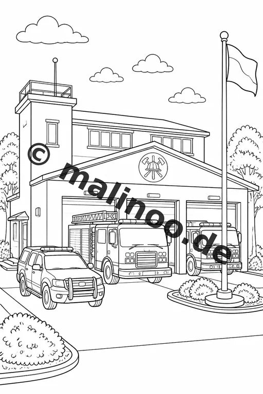 Feuerwehr Malbuch 50 Ausmalbilder PDF Download digital – Vorschaubild 1