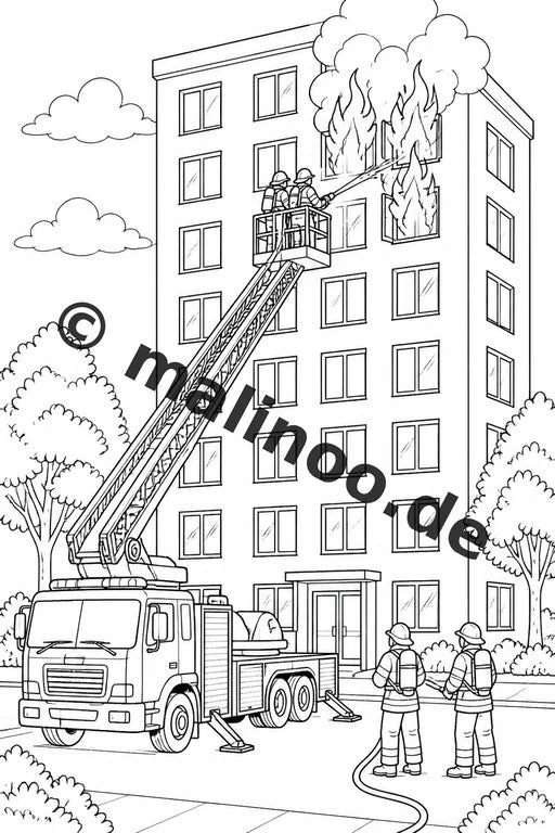 Feuerwehr Malbuch 50 Ausmalbilder PDF Download digital – Vorschaubild 2