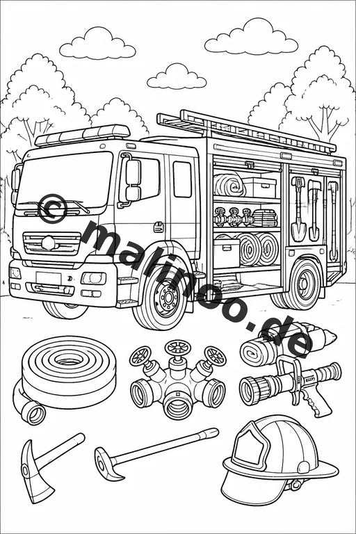 Feuerwehr Malbuch 50 Ausmalbilder PDF Download digital – Vorschaubild 4