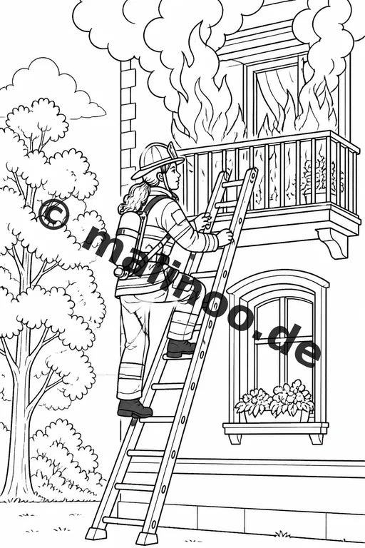 Feuerwehr Malbuch 50 Ausmalbilder gedruckt und gebunden – Vorschaubild 5