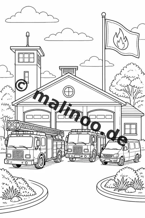 Feuerwehr Malbuch 50 Ausmalbilder gedruckt, ungebunden – Vorschaubild 1