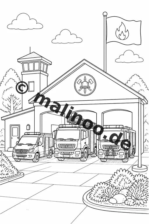 Feuerwehr Malbuch 50 Ausmalbilder gedruckt, ungebunden – Vorschaubild 1