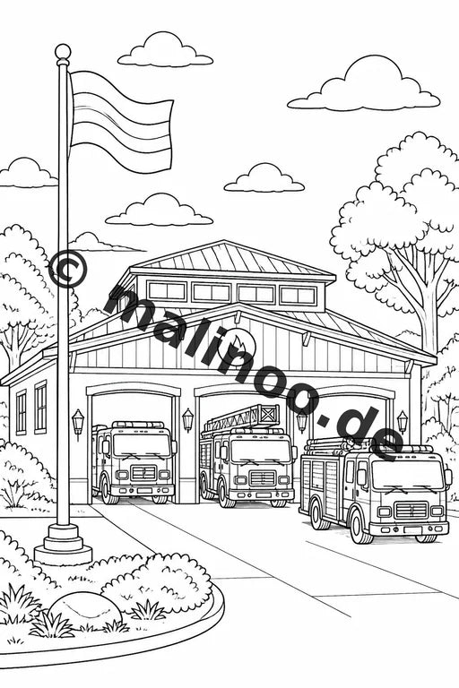 Feuerwehr Malbuch 50 Ausmalbilder gedruckt, ungebunden – Vorschaubild 1