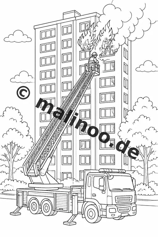 Feuerwehr Malbuch 50 Ausmalbilder gedruckt, ungebunden – Vorschaubild 2