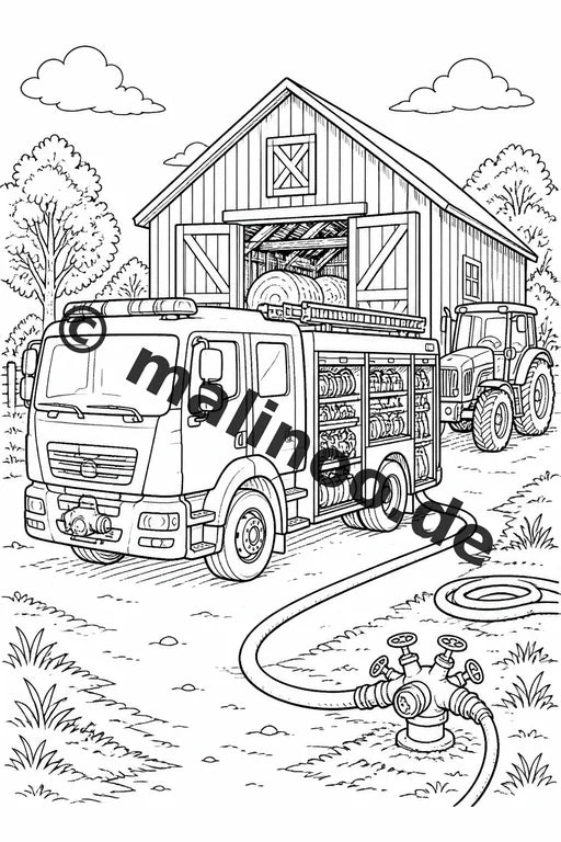 Feuerwehr Malbuch 50 Ausmalbilder gedruckt, ungebunden – Vorschaubild 3