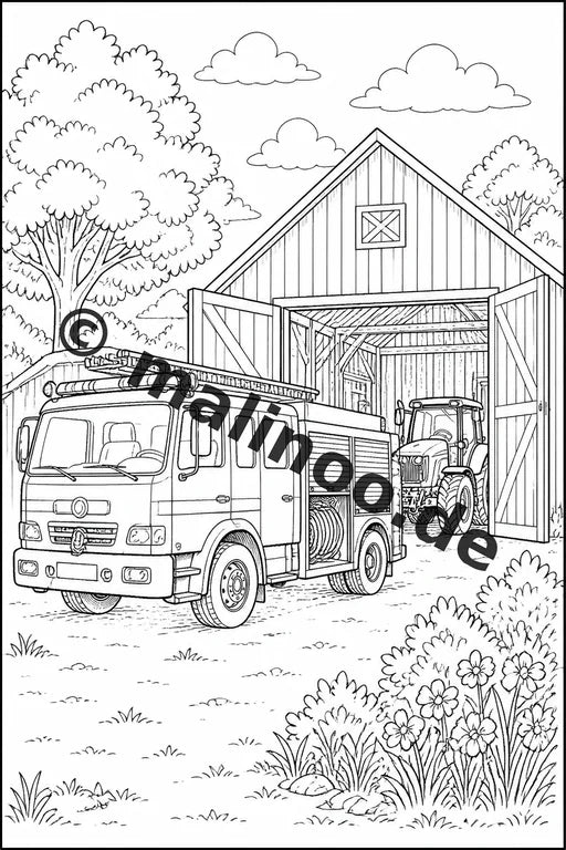 Feuerwehr Malbuch 50 Ausmalbilder gedruckt, ungebunden – Vorschaubild 3