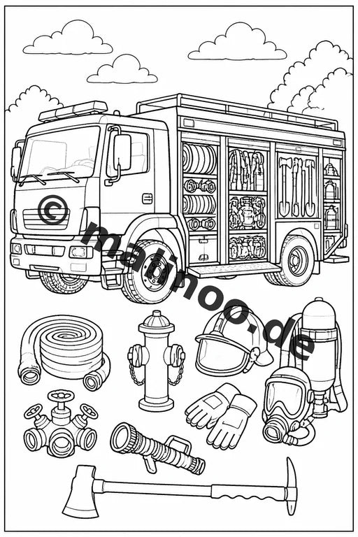 Feuerwehr Malbuch 50 Ausmalbilder gedruckt, ungebunden – Vorschaubild 4