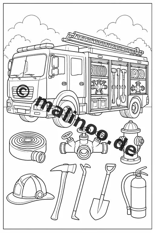 Feuerwehr Malbuch 50 Ausmalbilder gedruckt, ungebunden – Vorschaubild 4
