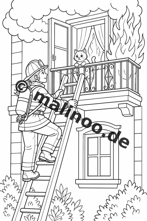 Feuerwehr Malbuch 50 Ausmalbilder gedruckt, ungebunden – Vorschaubild 5