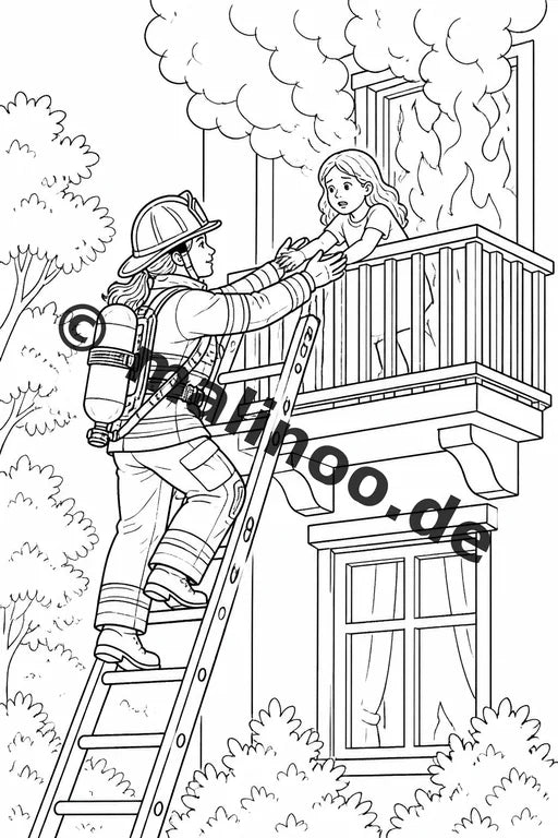 Feuerwehr Malbuch 50 Ausmalbilder gedruckt, ungebunden – Vorschaubild 5