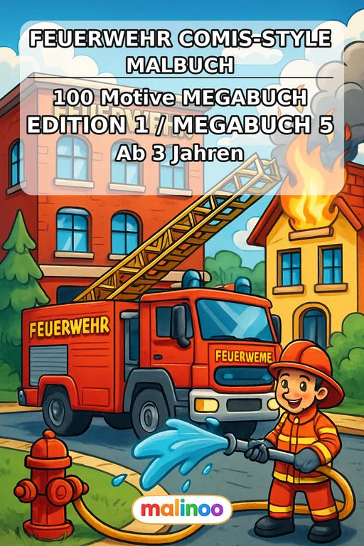Feuerwehr Comis-Style Malbuch 100 Ausmalbilder PDF Download – Cover