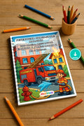 Feuerwehr Comis-Style Malbuch 100 Ausmalbilder PDF Download – Mockup-Ansicht