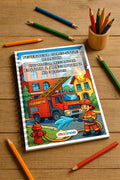 Feuerwehr Comis-Style Malbuch 100 Ausmalbilder gedruckt und gebunden – Mockup-Ansicht