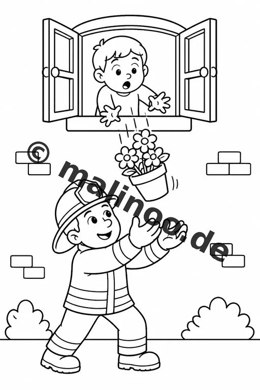 Feuerwehr Comis-Style Malbuch 100 Ausmalbilder gedruckt und gebunden – Vorschaubild 7