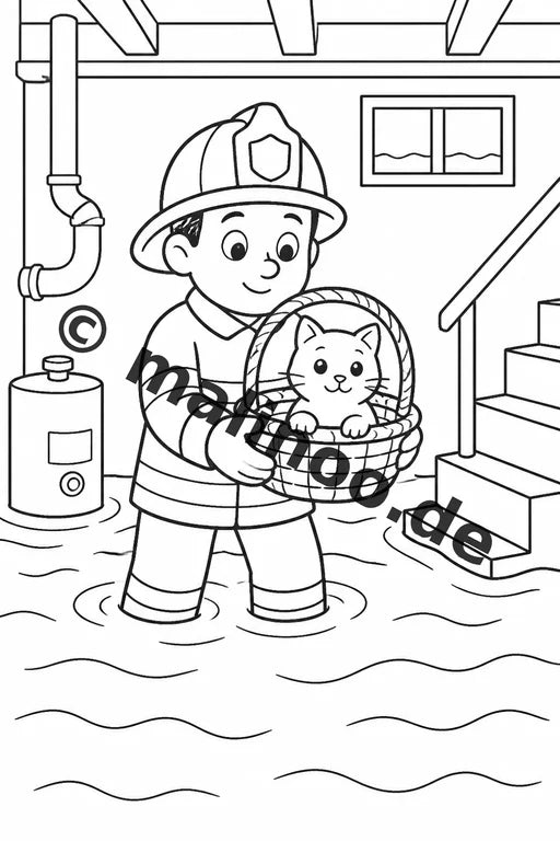 Feuerwehr Comis-Style Malbuch 100 Ausmalbilder gedruckt und gebunden – Vorschaubild 9