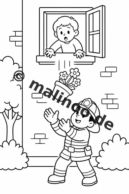 Feuerwehr Comis-Style Malbuch 100 Ausmalbilder gedruckt, ungebunden – Vorschaubild 7