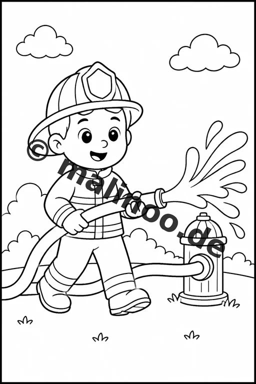 Feuerwehr Comis-Style Malbuch 20 Ausmalbilder PDF Download digital – Vorschaubild 1