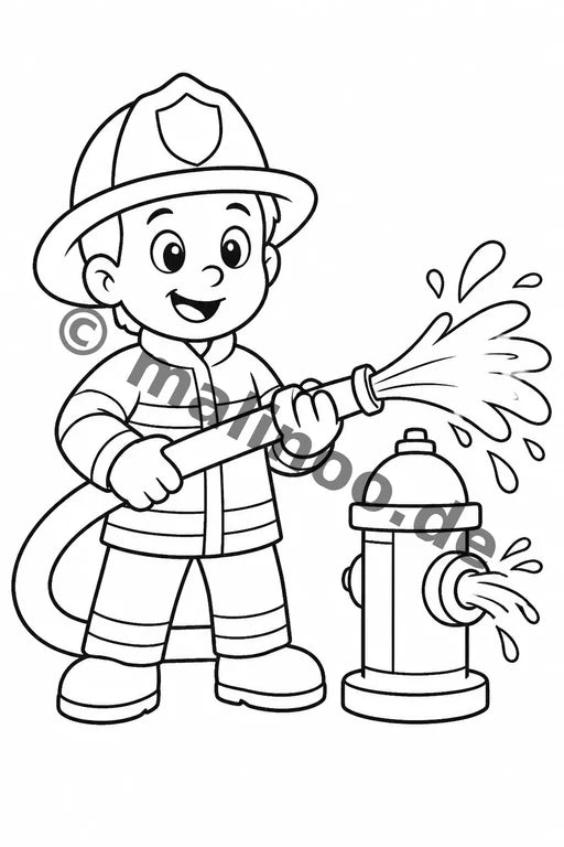 Feuerwehr Comis-Style Malbuch 20 Ausmalbilder PDF Download – Vorschaubild 1