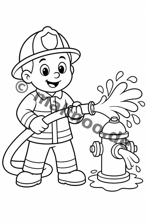 Feuerwehr Comis-Style Malbuch 20 Ausmalbilder PDF Download – Vorschaubild 1