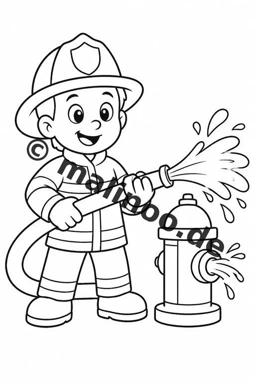 Feuerwehr Comis-Style Malbuch 20 Ausmalbilder PDF Download digital – Vorschaubild 1