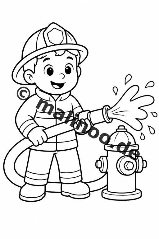Feuerwehr Comis-Style Malbuch 20 Ausmalbilder PDF Download digital – Vorschaubild 1