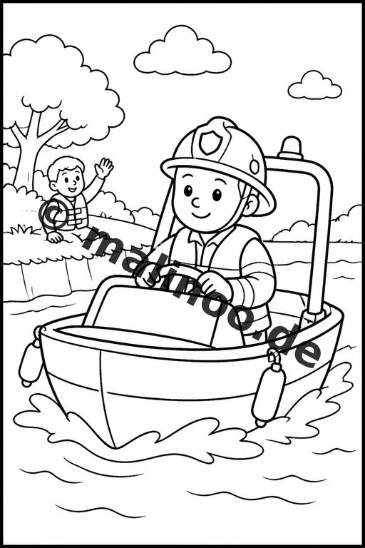 Feuerwehr Comis-Style Malbuch 20 Ausmalbilder PDF Download digital – Vorschaubild 2