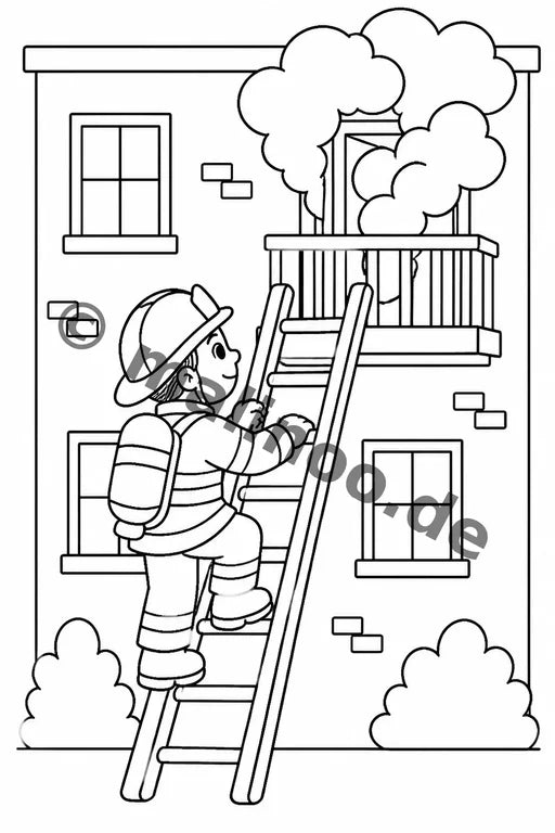 Feuerwehr Comis-Style Malbuch 20 Ausmalbilder PDF Download – Vorschaubild 2