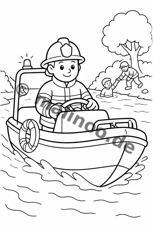 Feuerwehr Comis-Style Malbuch 20 Ausmalbilder PDF Download – Vorschaubild 3