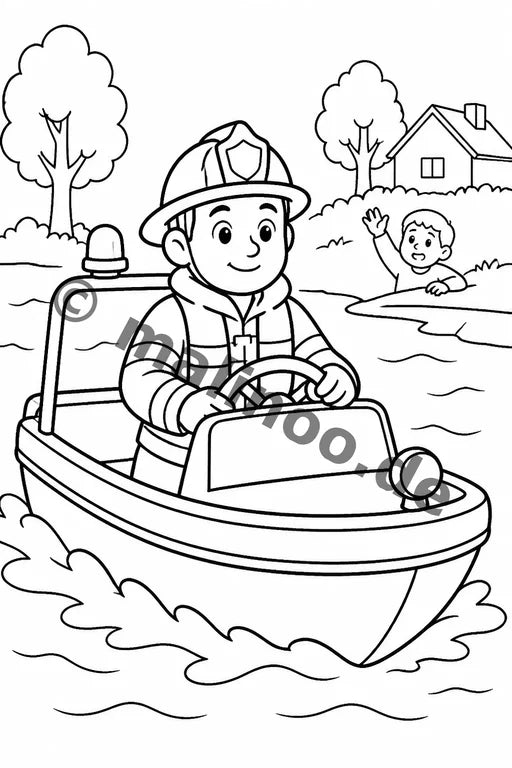 Feuerwehr Comis-Style Malbuch 20 Ausmalbilder PDF Download – Vorschaubild 3