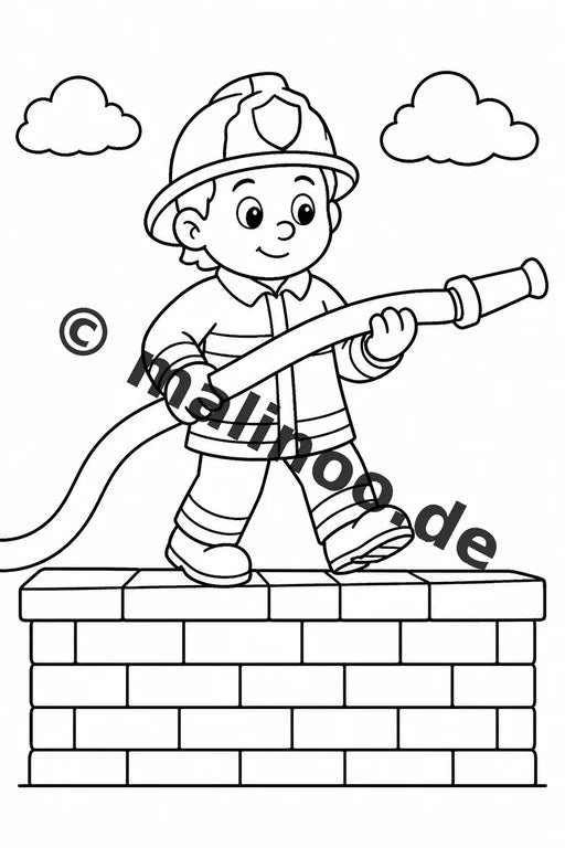 Feuerwehr Comis-Style Malbuch 20 Ausmalbilder PDF Download digital – Vorschaubild 3