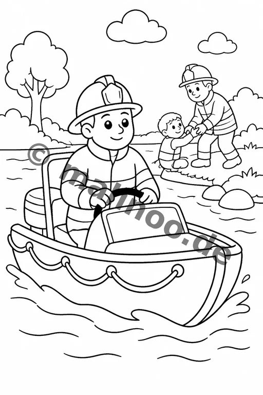 Feuerwehr Comis-Style Malbuch 20 Ausmalbilder PDF Download – Vorschaubild 3