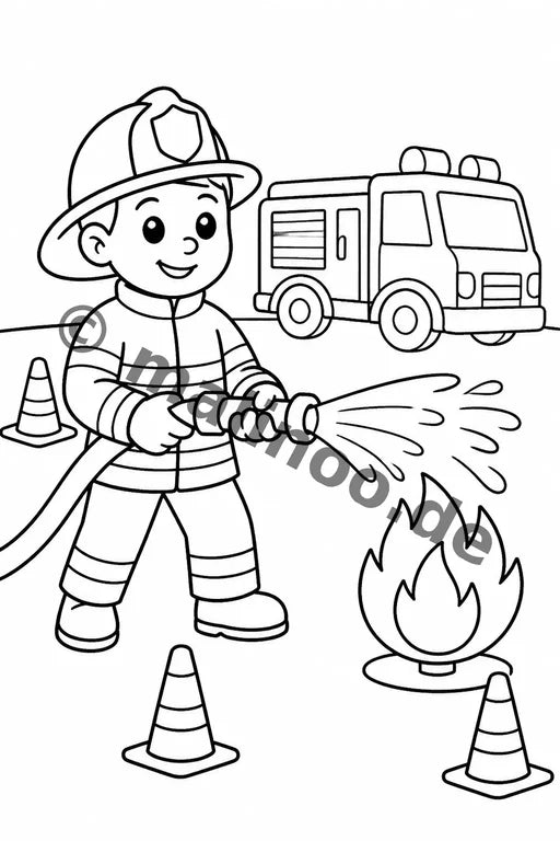 Feuerwehr Comis-Style Malbuch 20 Ausmalbilder PDF Download – Vorschaubild 4