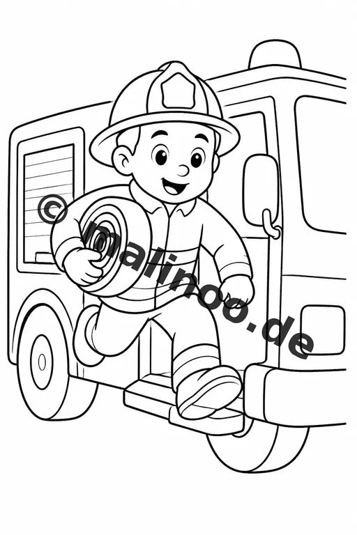 Feuerwehr Comis-Style Malbuch 20 Ausmalbilder PDF Download digital – Vorschaubild 5