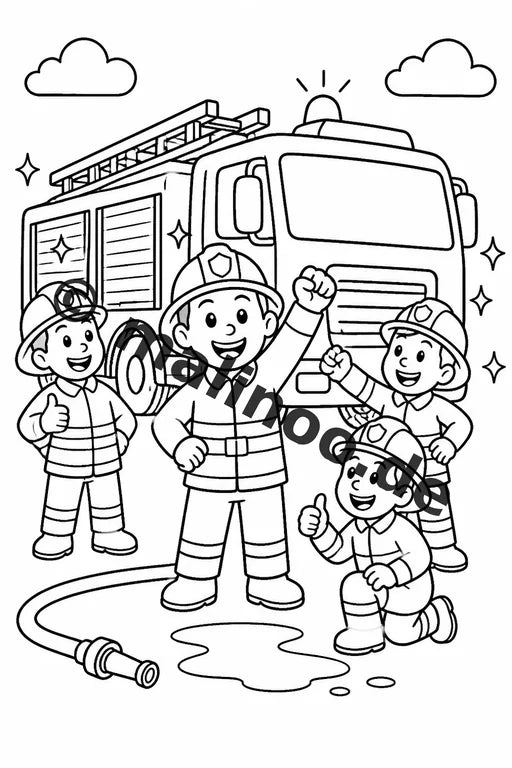 Feuerwehr Comis-Style Malbuch 20 Ausmalbilder gedruckt und gebunden – Vorschaubild 10
