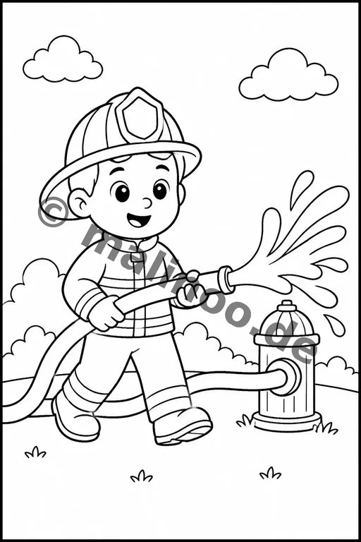 Feuerwehr Comis-Style Malbuch 20 Ausmalbilder gedruckt+gebunden – Vorschaubild 1