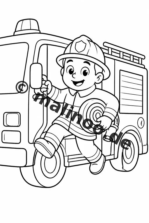 Feuerwehr Comis-Style Malbuch 20 Ausmalbilder gedruckt und gebunden – Vorschaubild 5