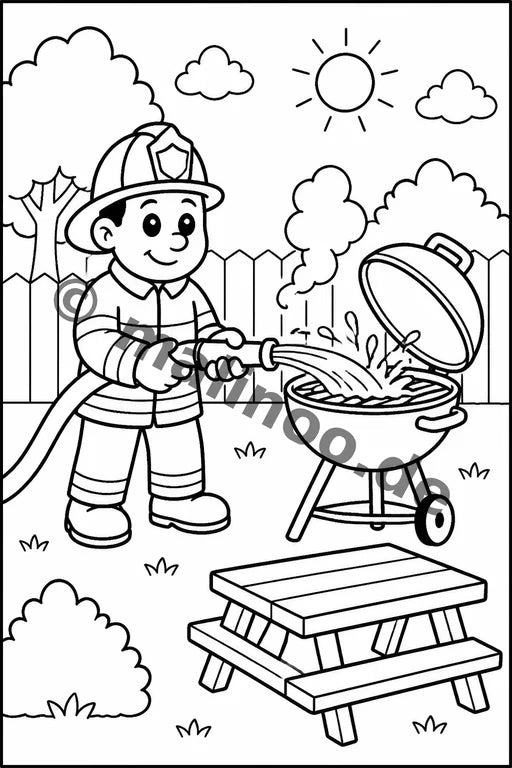 Feuerwehr Comis-Style Malbuch 20 Ausmalbilder gedruckt+gebunden – Vorschaubild 6