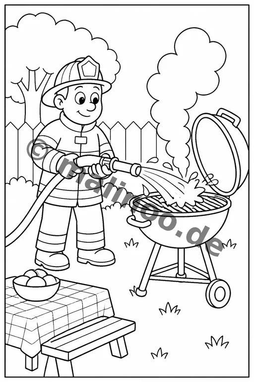 Feuerwehr Comis-Style Malbuch 20 Ausmalbilder gedruckt+gebunden – Vorschaubild 6