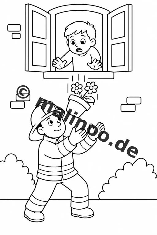 Feuerwehr Comis-Style Malbuch 20 Ausmalbilder gedruckt und gebunden – Vorschaubild 7