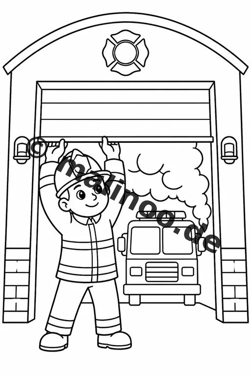 Feuerwehr Comis-Style Malbuch 20 Ausmalbilder gedruckt und gebunden – Vorschaubild 8