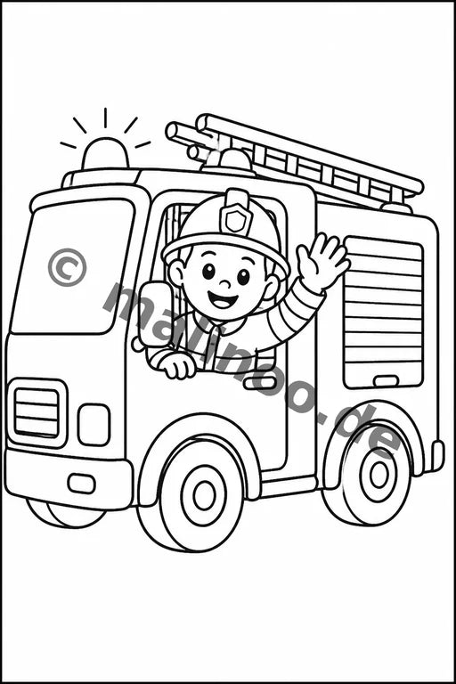 Feuerwehr Comis-Style Malbuch 20 Ausmalbilder gedruckt+gebunden – Vorschaubild 8