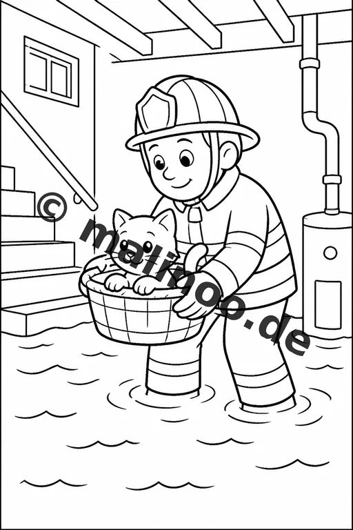 Feuerwehr Comis-Style Malbuch 20 Ausmalbilder gedruckt und gebunden – Vorschaubild 9