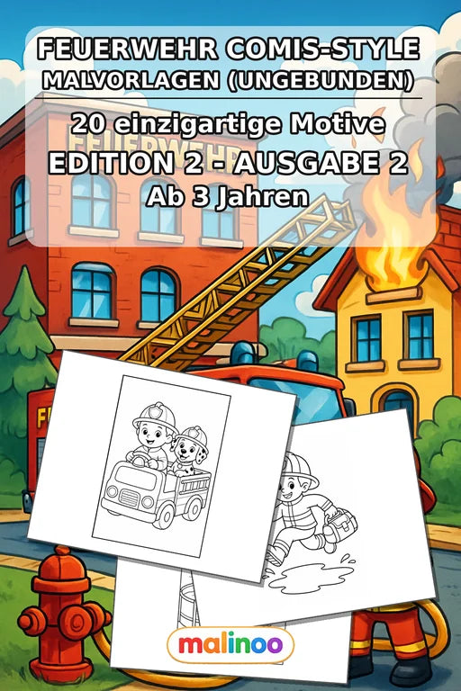 Feuerwehr Comis-Style Malbuch 20 Ausmalbilder gedruckt+lose – Cover